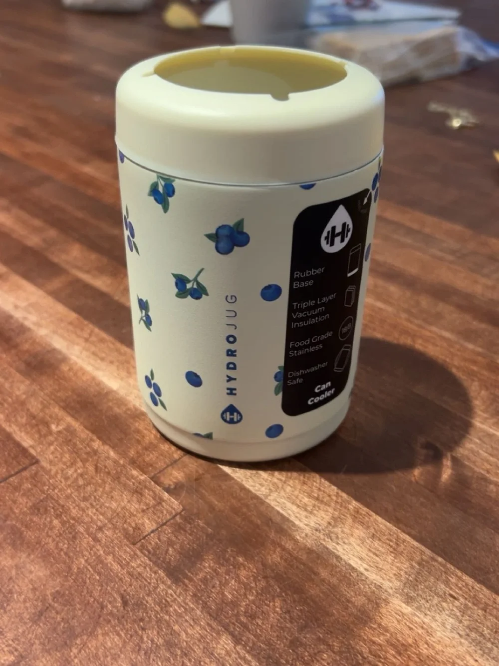 HydroJug Cream Can Cooler with Blueberry Print